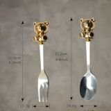 Bear near fork v& spoon in silver