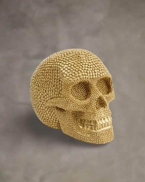 Gold Studded Skull Ornament