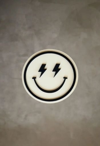 Smiley Wall Decal (Black Perspex on Neutral Plywood Backing)