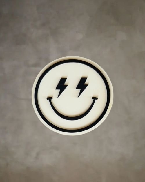 Smiley Wall Decal (Black Perspex on Neutral Plywood Backing)