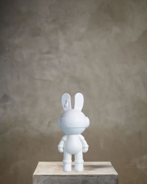 Music Heartbeat Bunny Ornament (White)