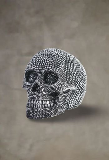 Silver Studded Skull Ornament
