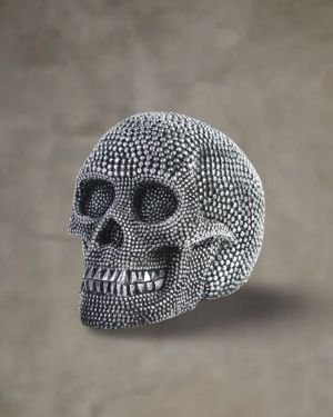 Silver Studded Skull Ornament