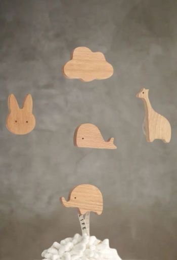 Assorted Set of Wall Hooks (Neutral Wood)