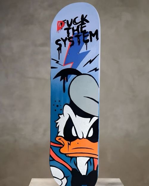 Duck The System Art Skateboard