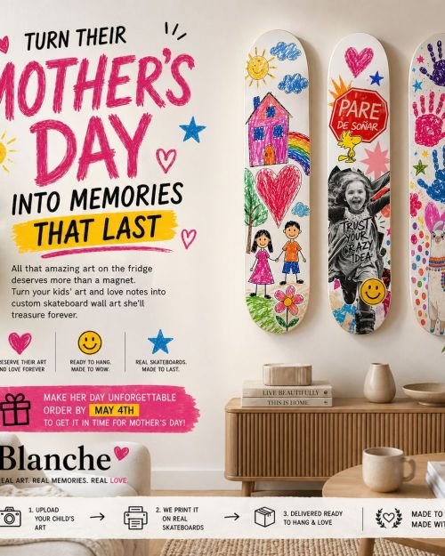 Customised Mother’s Day Artwork Skateboard