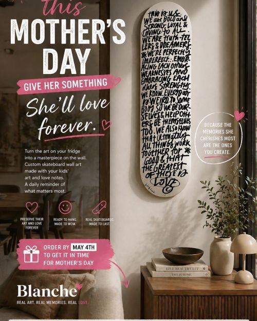 Customised Mother’s Day Artwork Skateboard